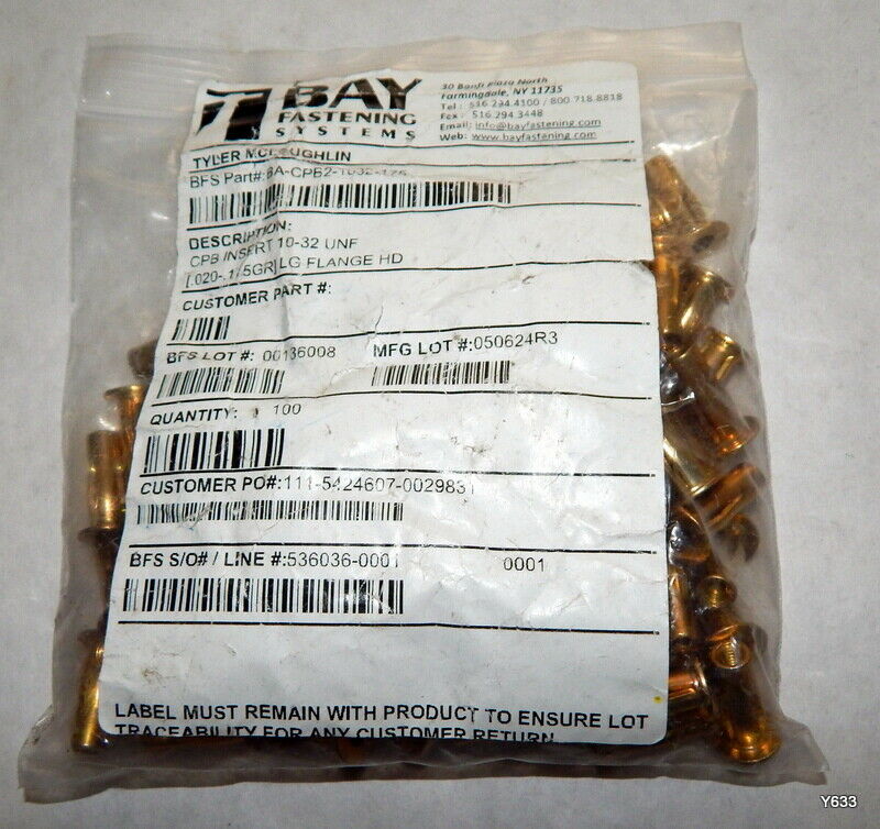 100 Qty Bay Systems Slotted Rivet Nuts Ba-cpb2-1032-175