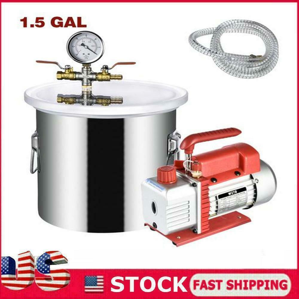 1.5 Gallon Vacuum Chamber Degassing Silicone Kit And 3 Cfm Single Stage Pump Us