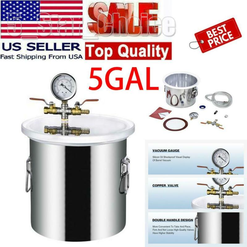 5  110v Gallon Vacuum Chamber Stainless Steel Kit 160ºf Silicone Gasket Epoxies