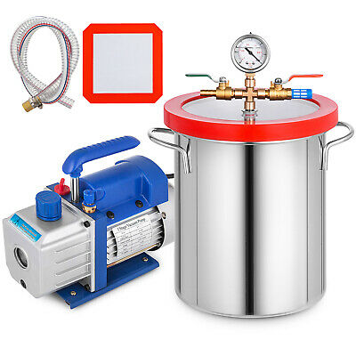 3 Gallon Vacuum Chamber Degassing Silicone Set 4cfm Pump Single Stage 1/3hp Kit
