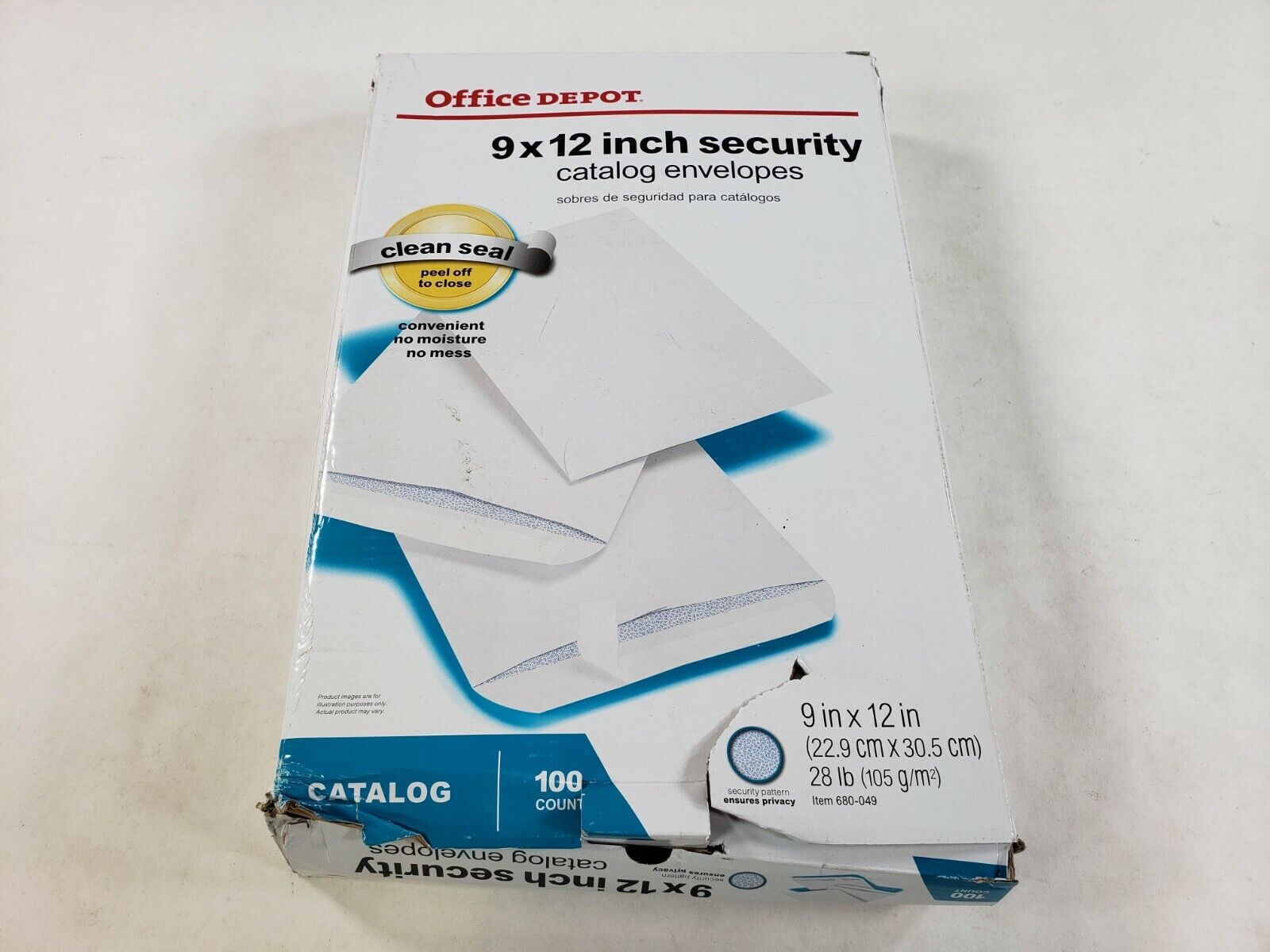 Pack Of 100 Office Depot 680049 White Clean Seal Catalog Envelopes 9" X 12"