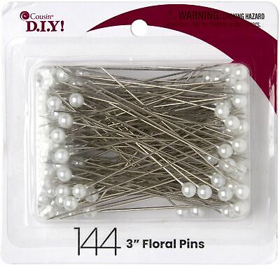 Cousin-floral Pins 3" 144/pkg-pearl White